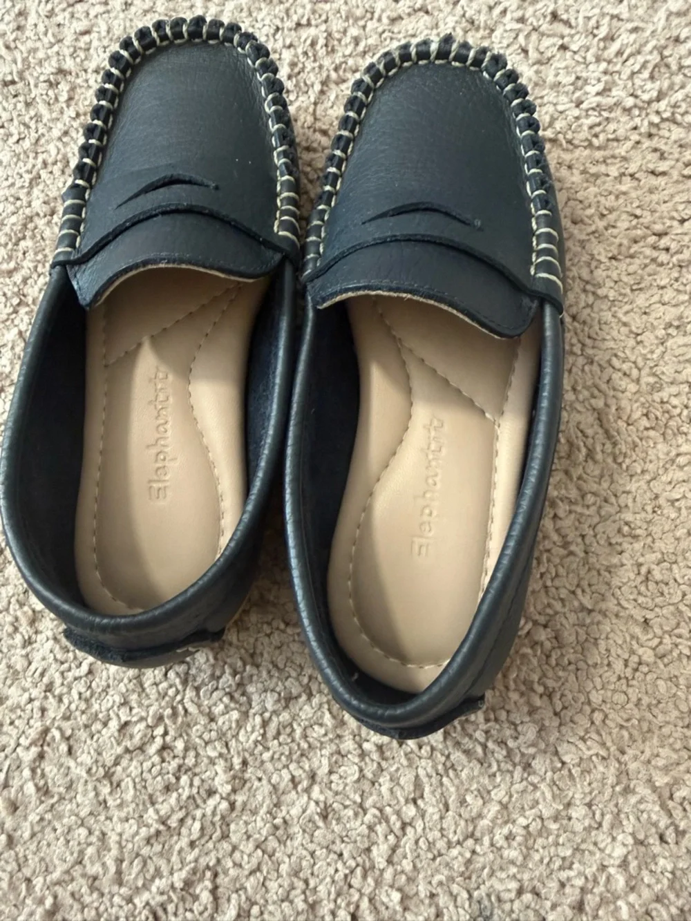 Kids Navy Penny Loafers